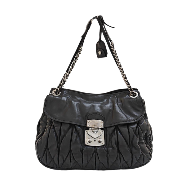Miu Coffer Quilted Lambskin Black