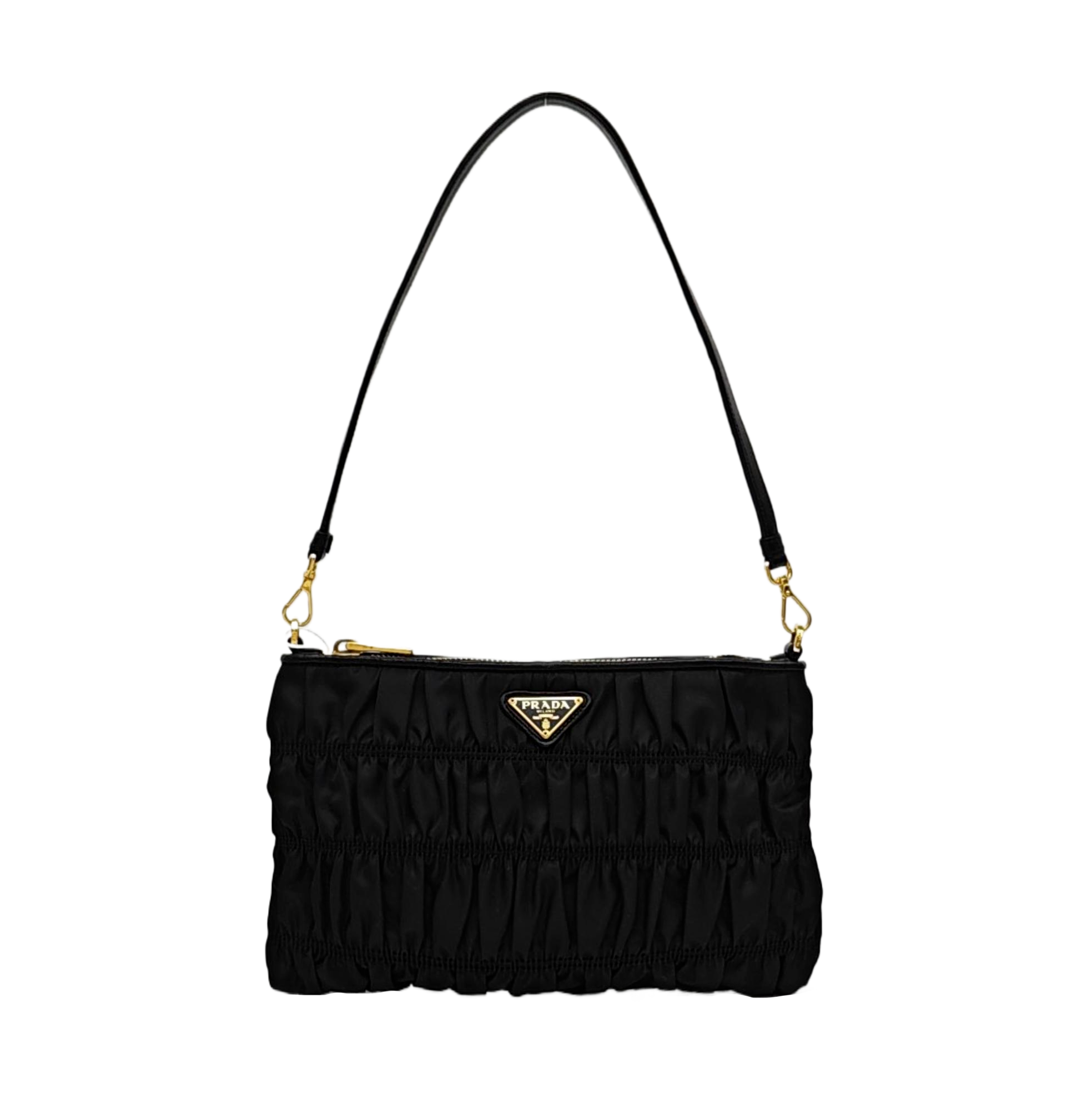 Quilted Nylon Top Handle Bag Black