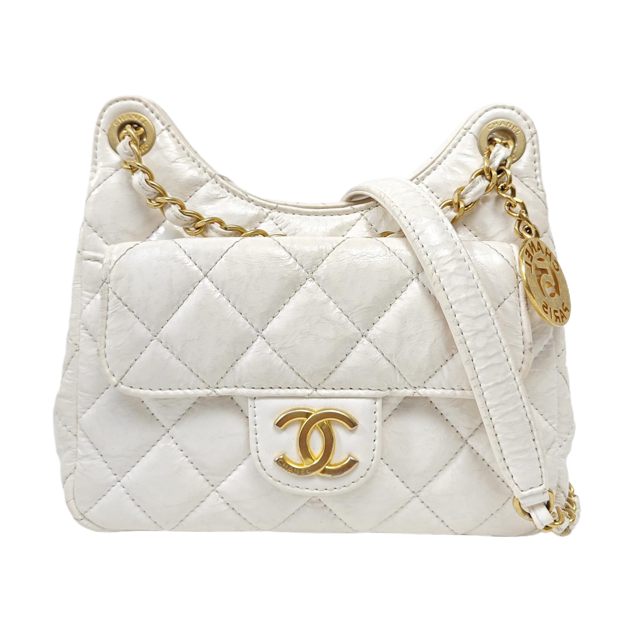 23C HOBO Small Quilted Calfskin White