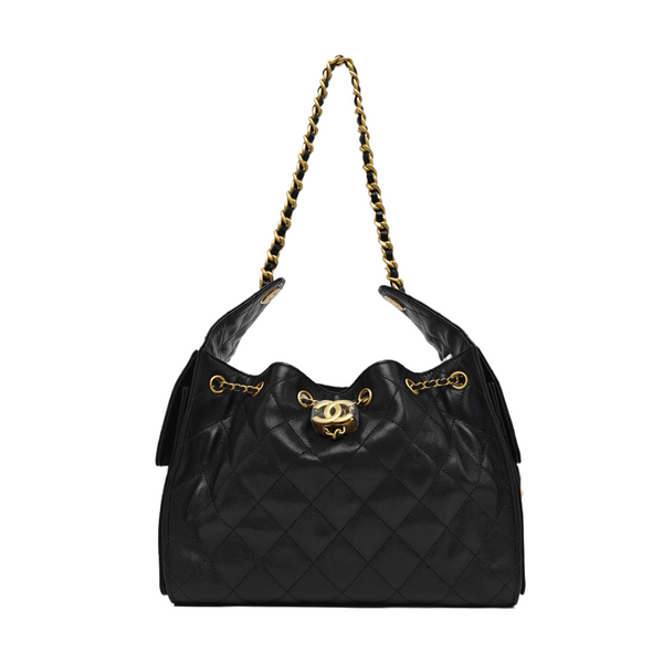 CHANEL 25 Small Quilted Calfskin Black