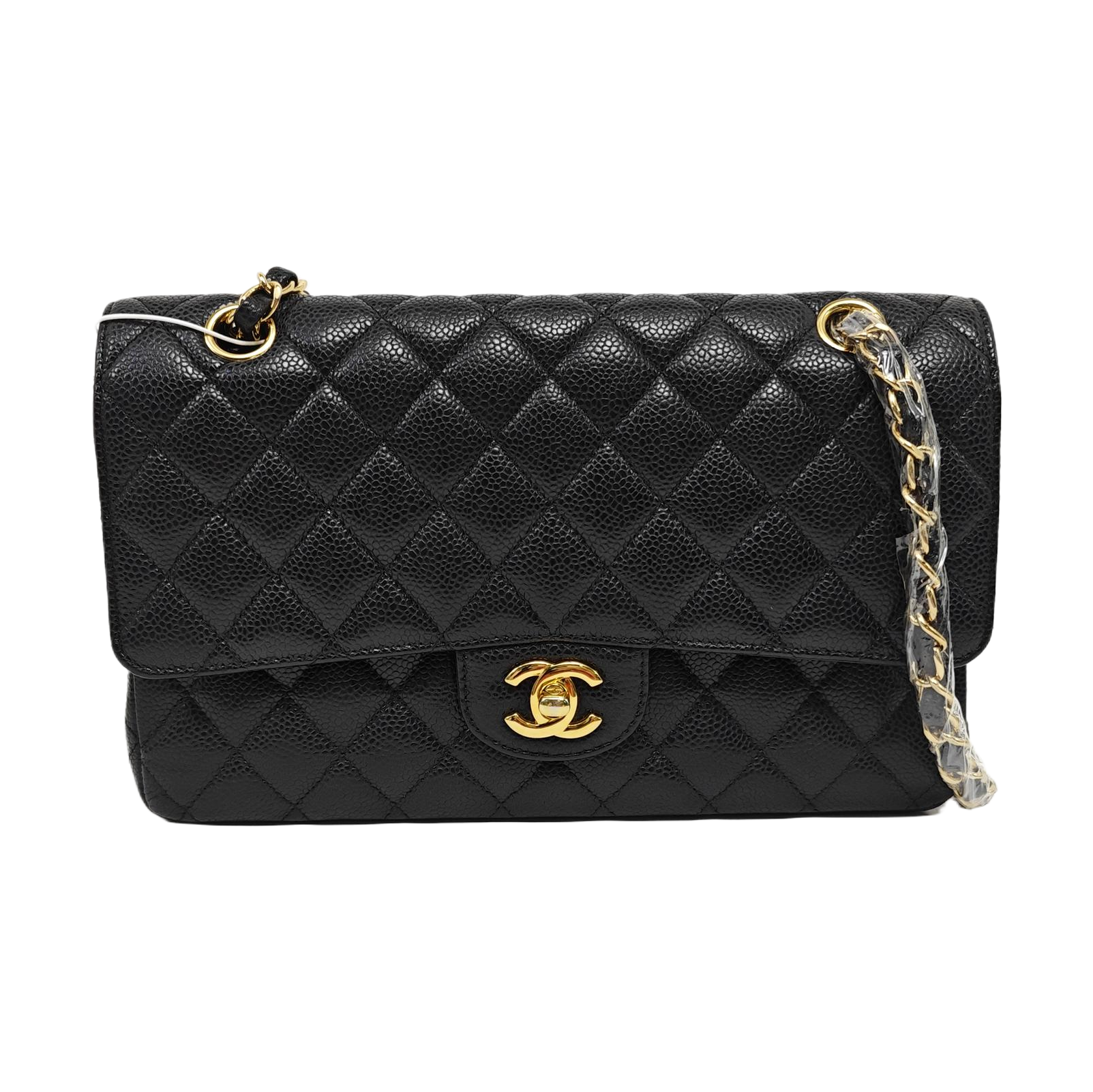 CLASSIC FLAP Medium Quilted Grained Calfskin Black