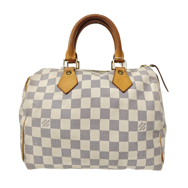 SPEEDY 25 Damier Azur Coated Canvas White