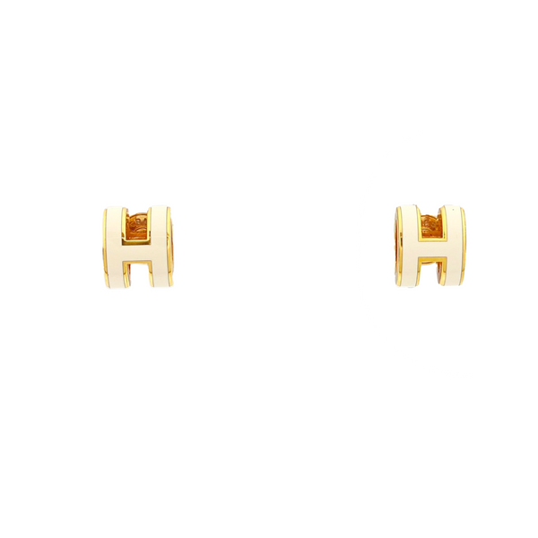 Pop H Metal Gold Stud Earrings