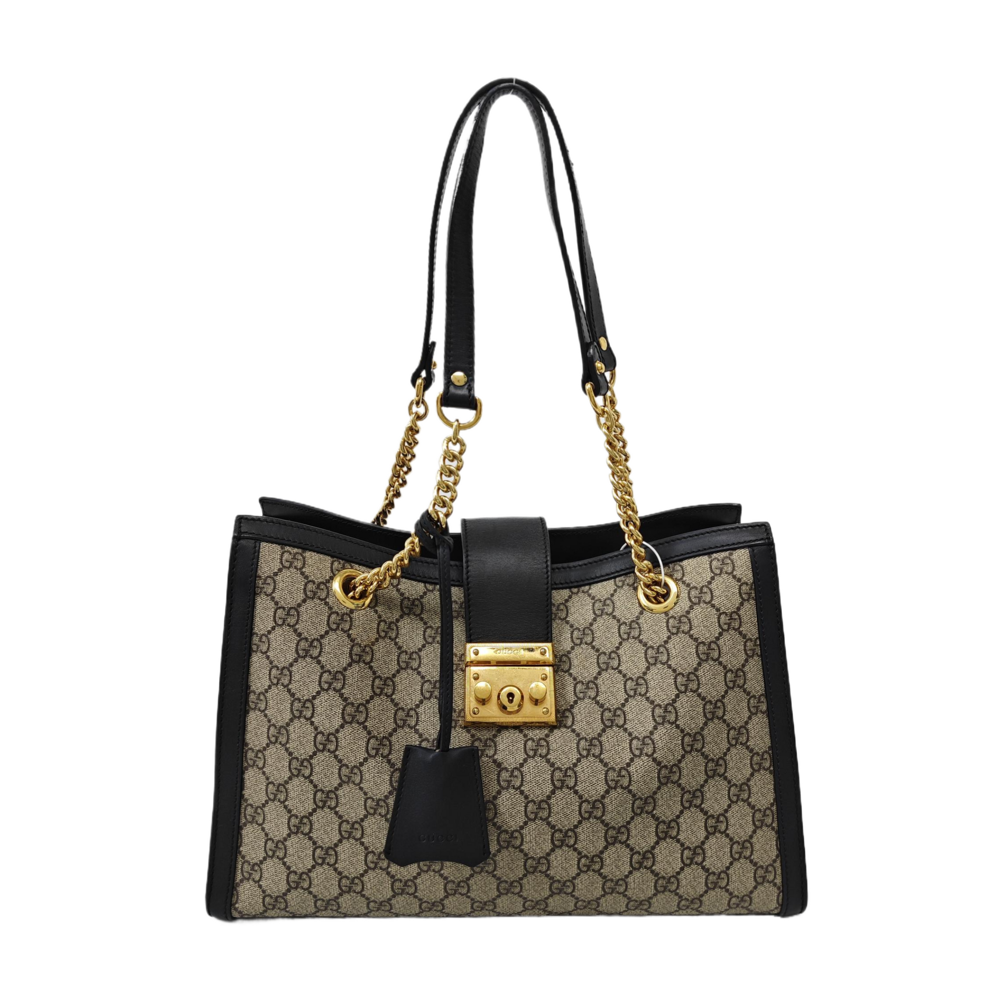 Padlock Medium Monogram Coated Canvas Beige