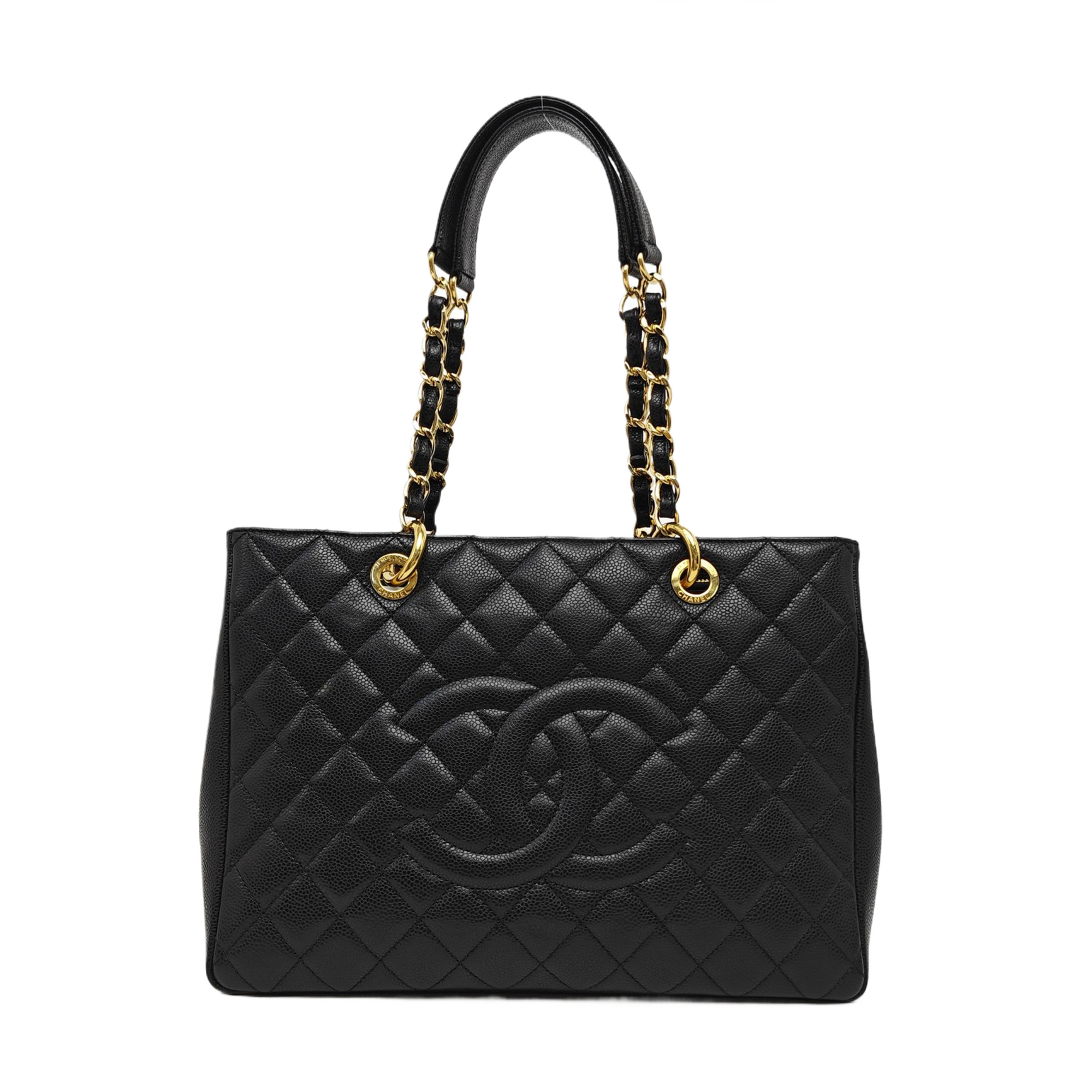 CHANEL GST Large Quilted Grained Calfskin Black