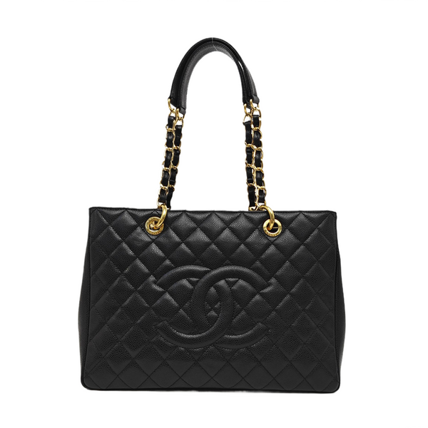 CHANEL GST Large Quilted Grained Calfskin Black