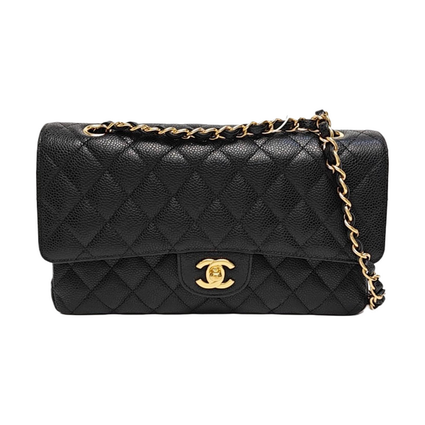 CLASSIC FLAP Medium Quilted Grained Calfskin Black