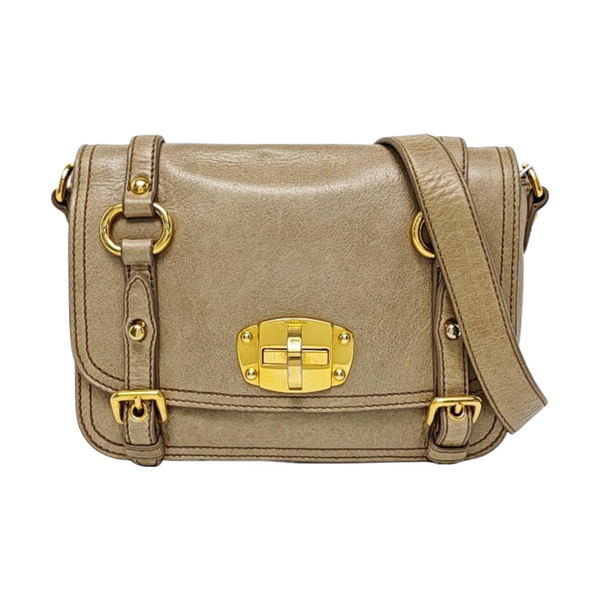 Calfskin Shoulder Bag Beige