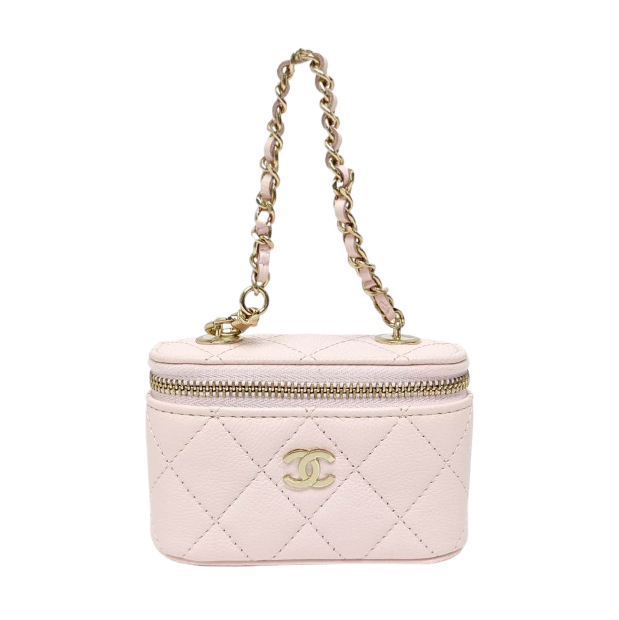 Quilted Grained Calfskin Top Handle Bag Pink