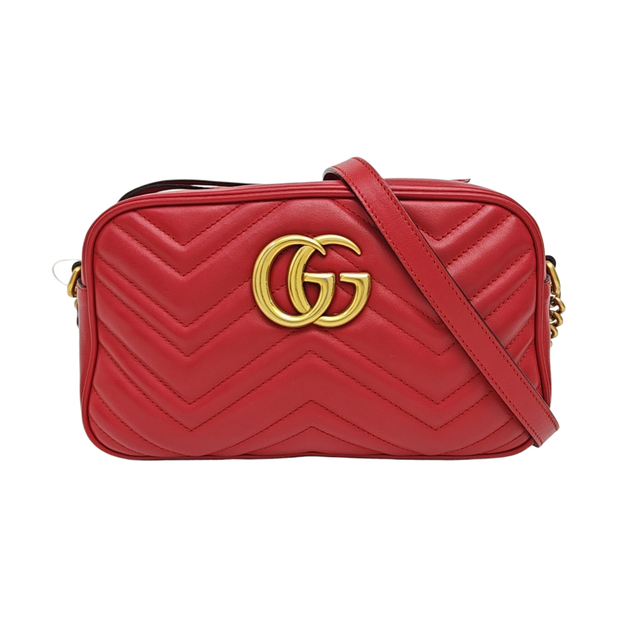 GG Marmont Small Quilted Calfskin Red