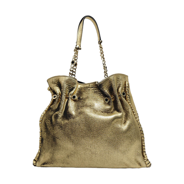 Fabric Top Handle Bag Gold