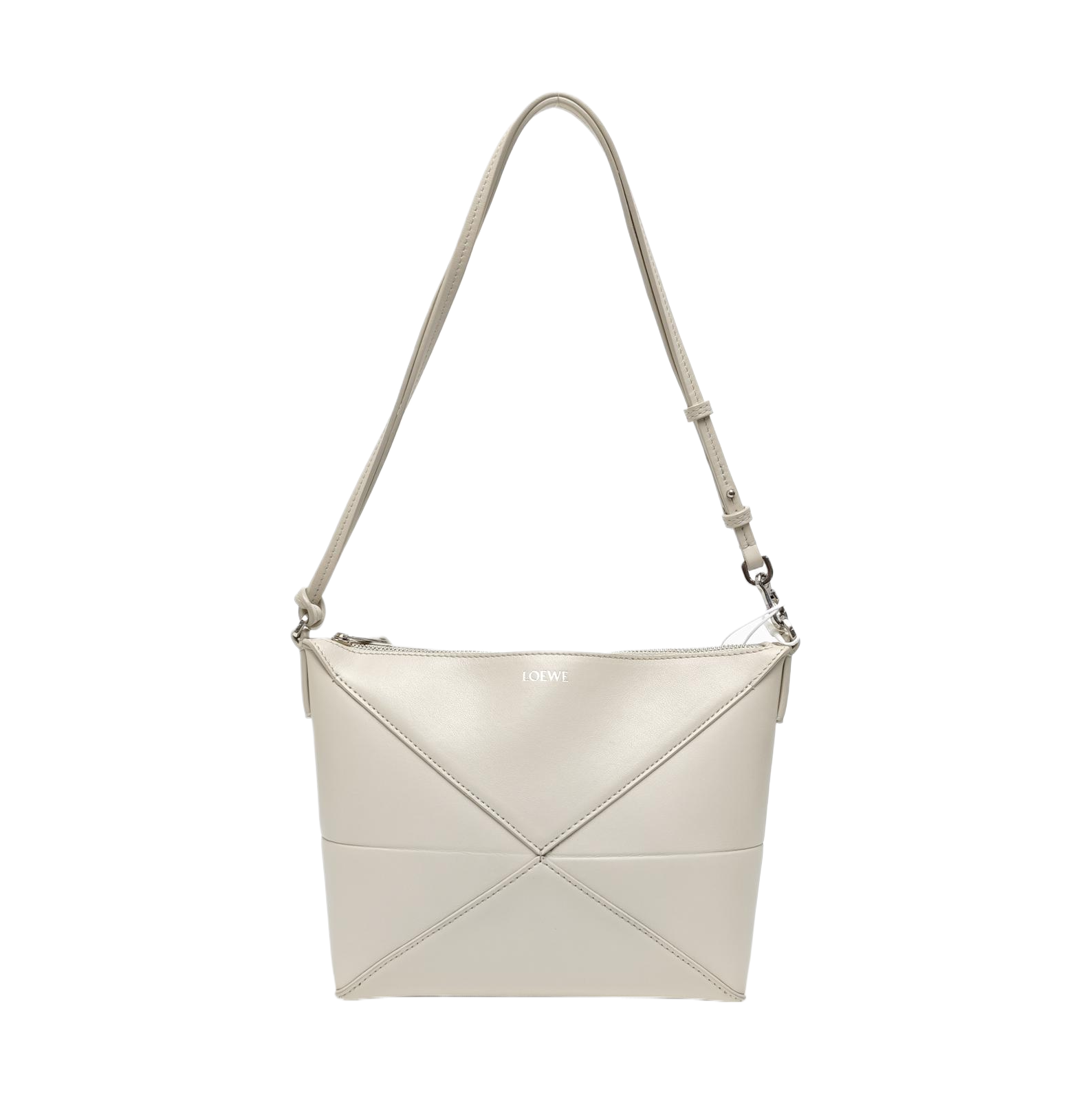 Puzzle Fold Mini Quilted Calfskin White