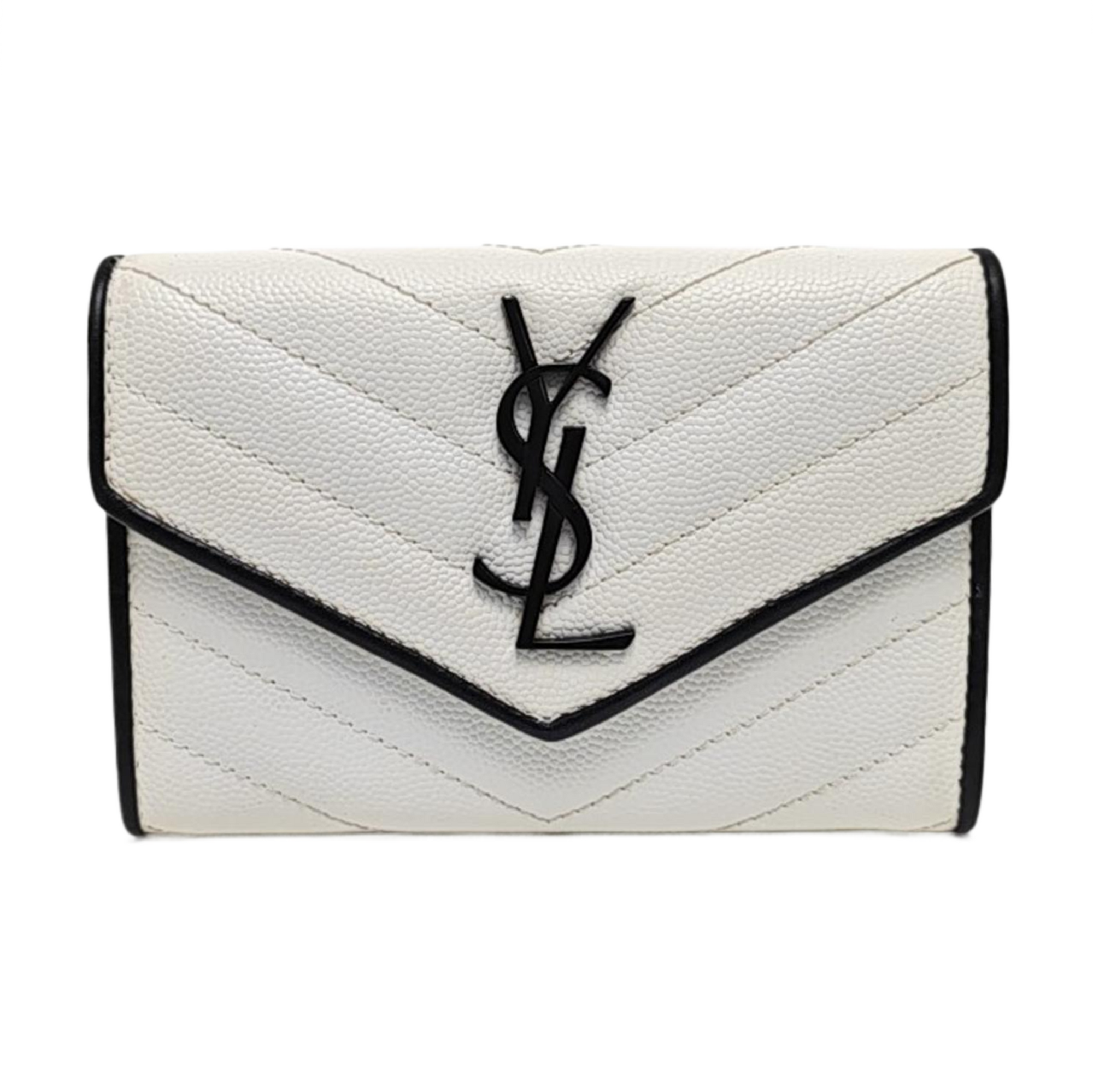 Chevron Calfskin Wallet White