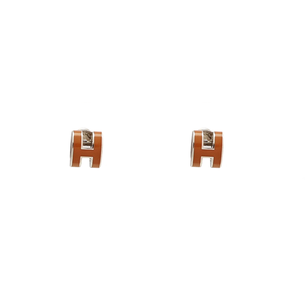 Pop H Metal Brown Stud Earrings