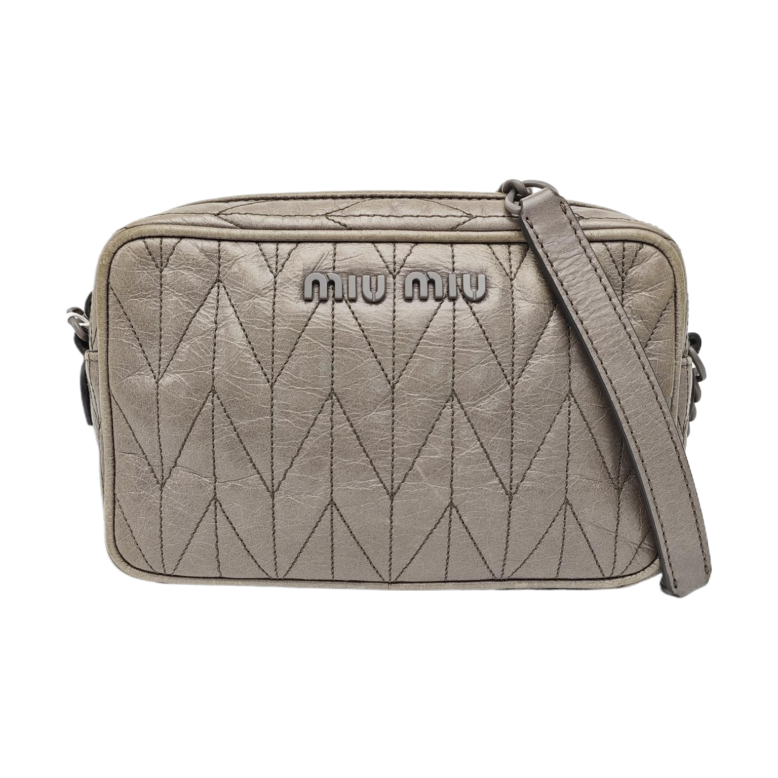 Quilted Lambskin Crossbody Bag Gray