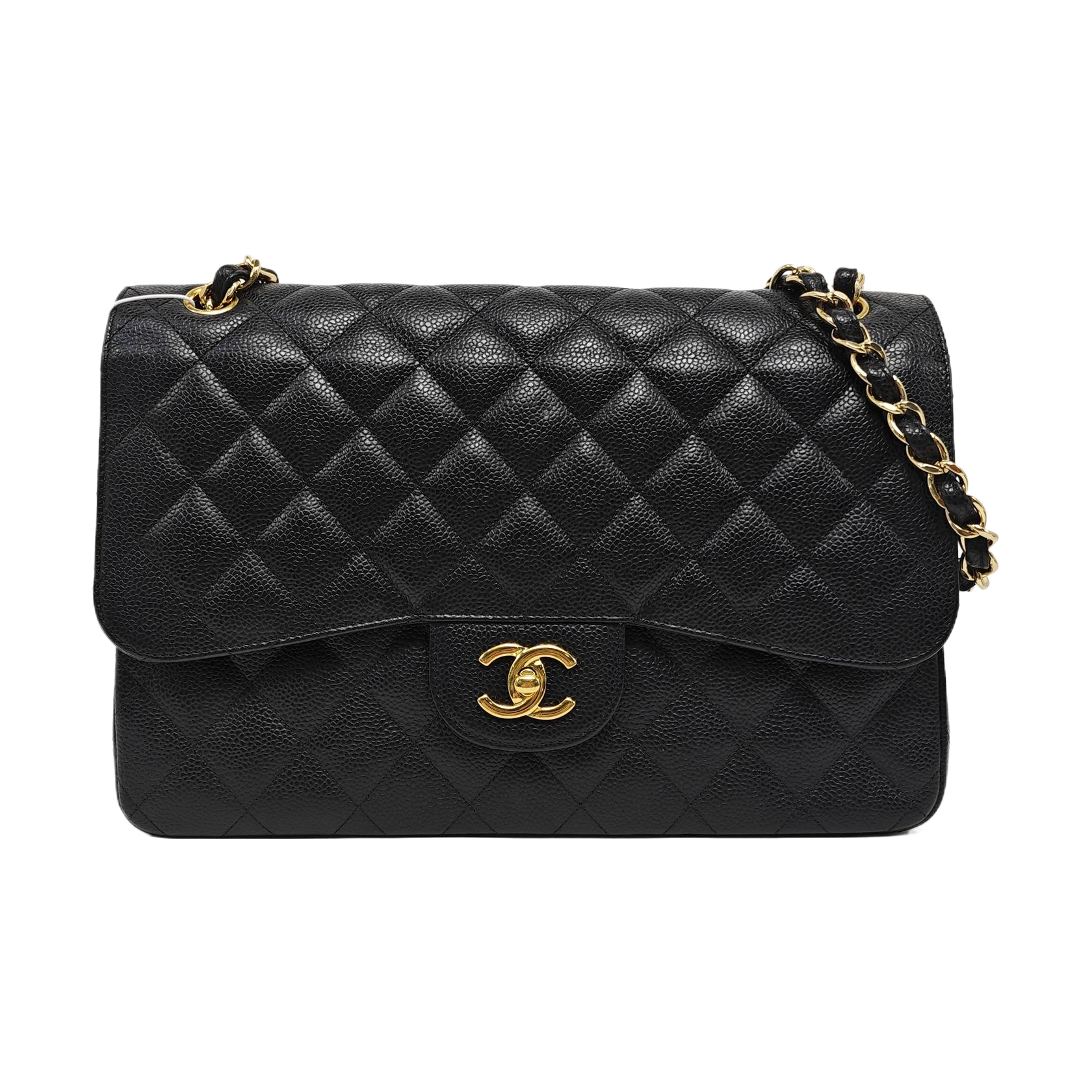 CLASSIC FLAP Jumbo Quilted Grained Calfskin Black