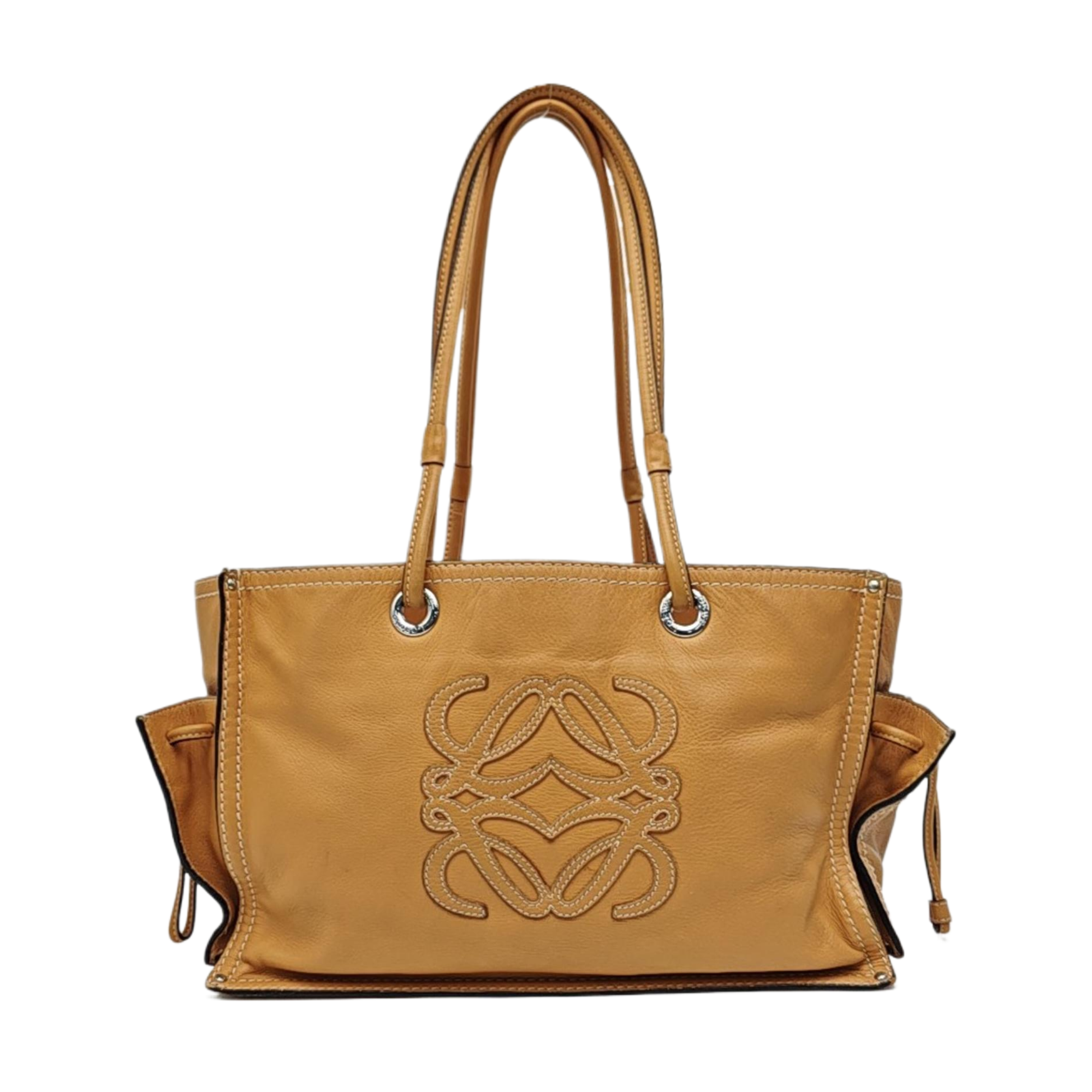 Calfskin Top Handle Bag Brown