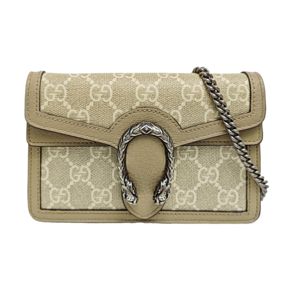 Dionysus Super Mini Monogram Coated Canvas Beige