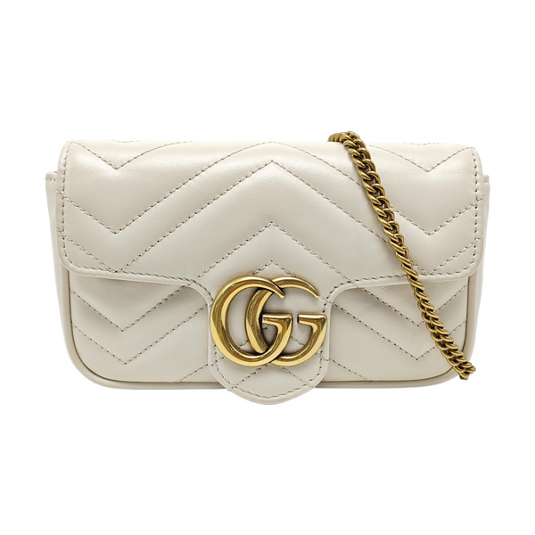 GG Marmont Mini Quilted Calfskin White