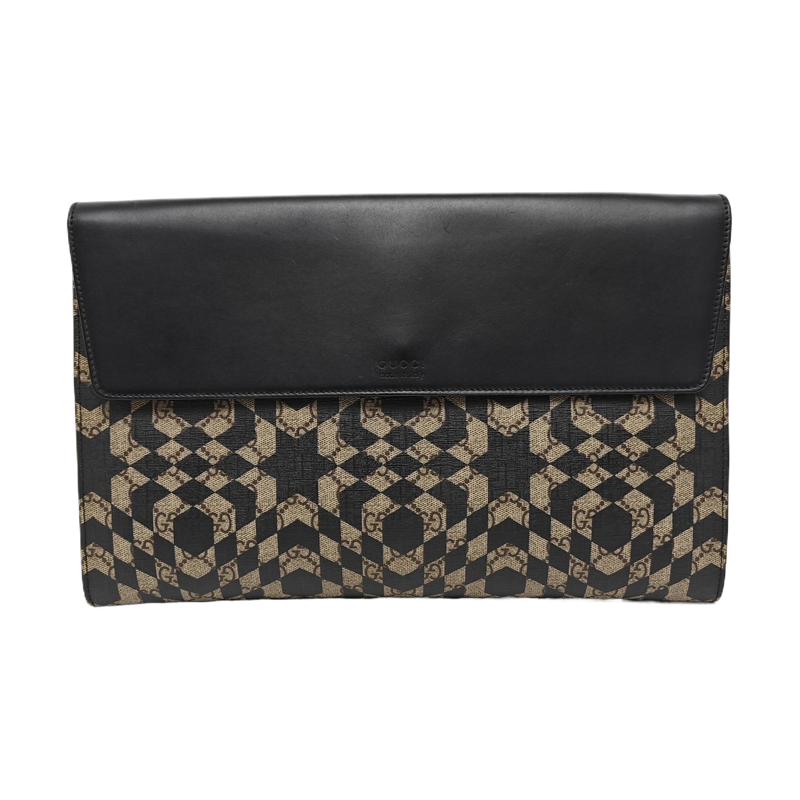 Monogram Coated Canvas Clutch Beige