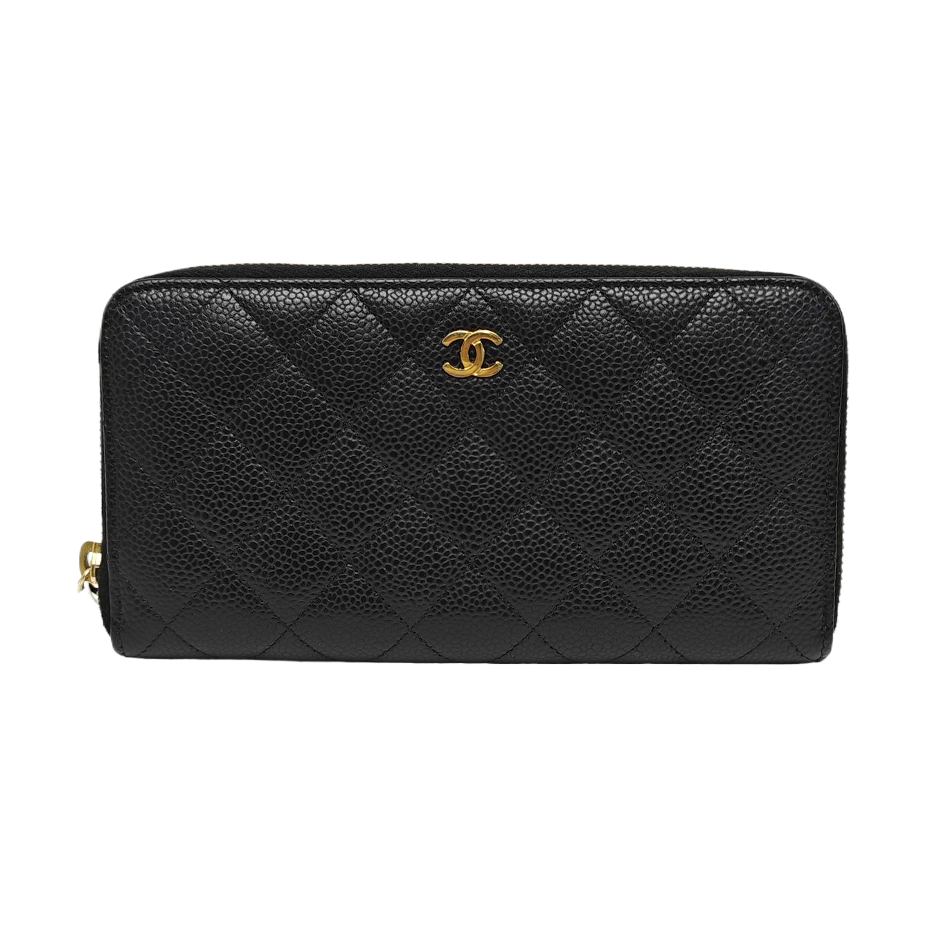 Quilted Grained Calfskin Wallet Black