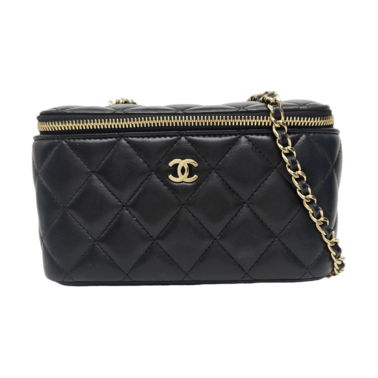 Quilted Lambskin Shoulder Bag Black