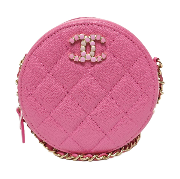 ROUND Quilted Grained Calfskin Red