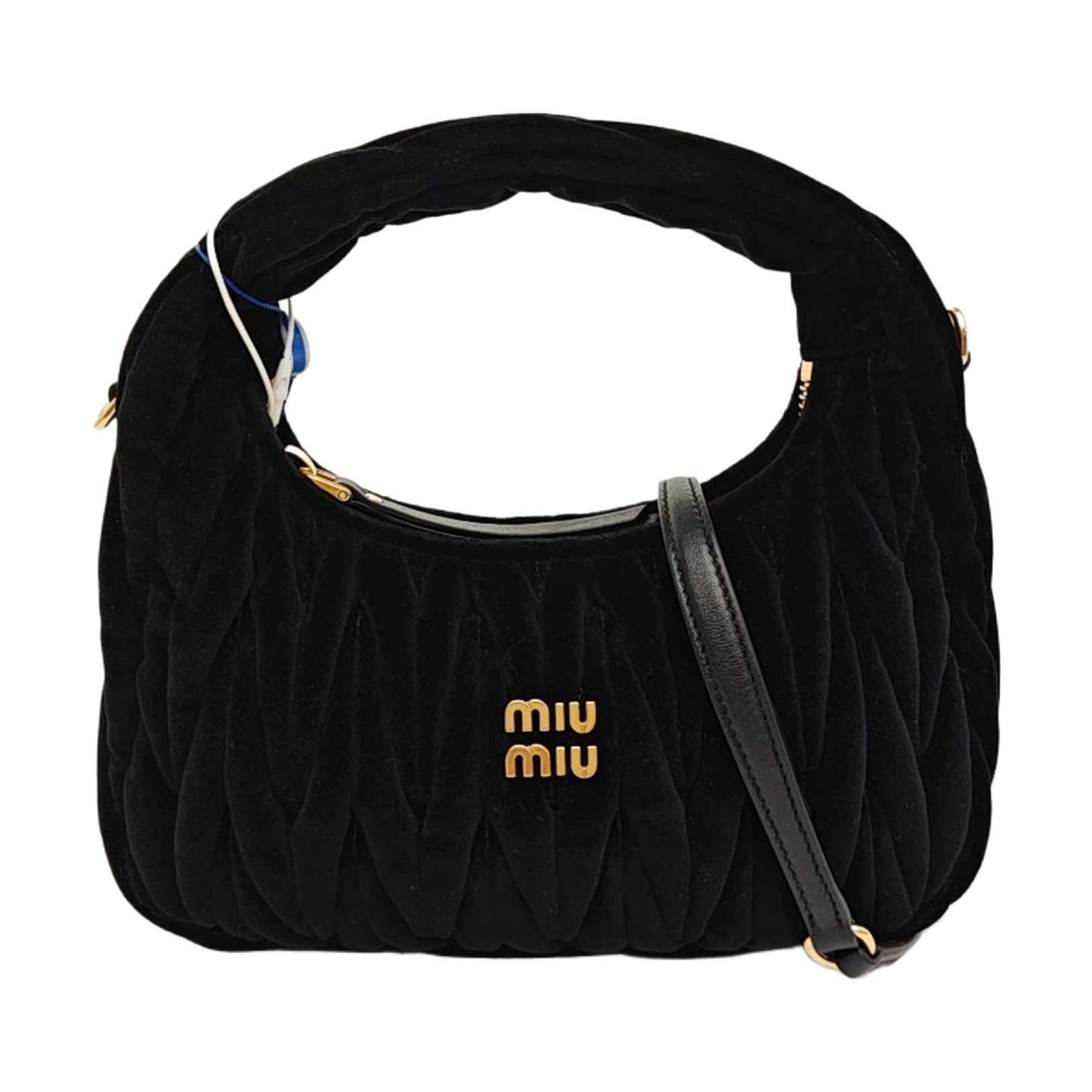 Wander Matelassé Small Quilted Velvet Black
