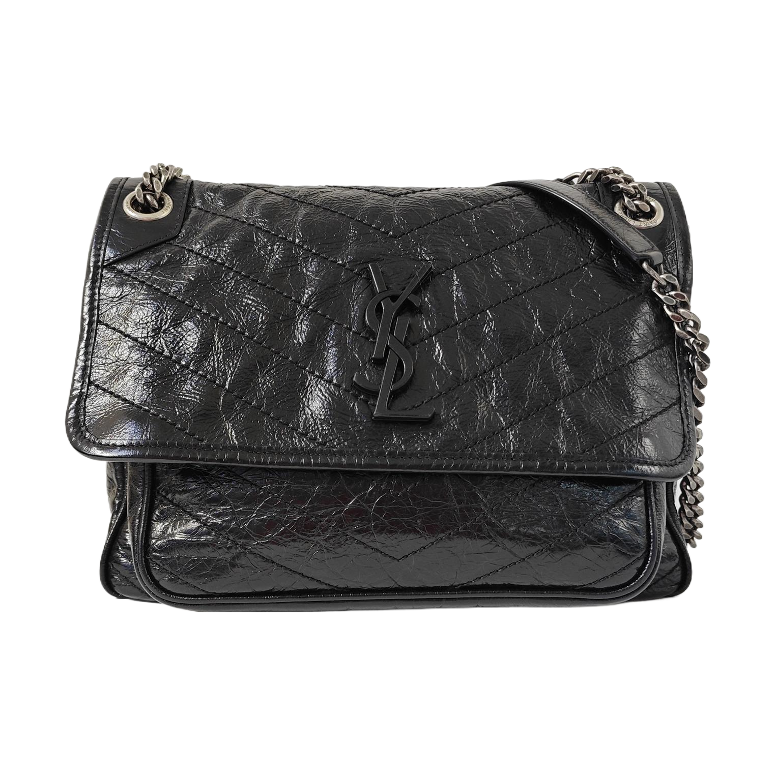 NIKI Medium Chevron Calfskin Black