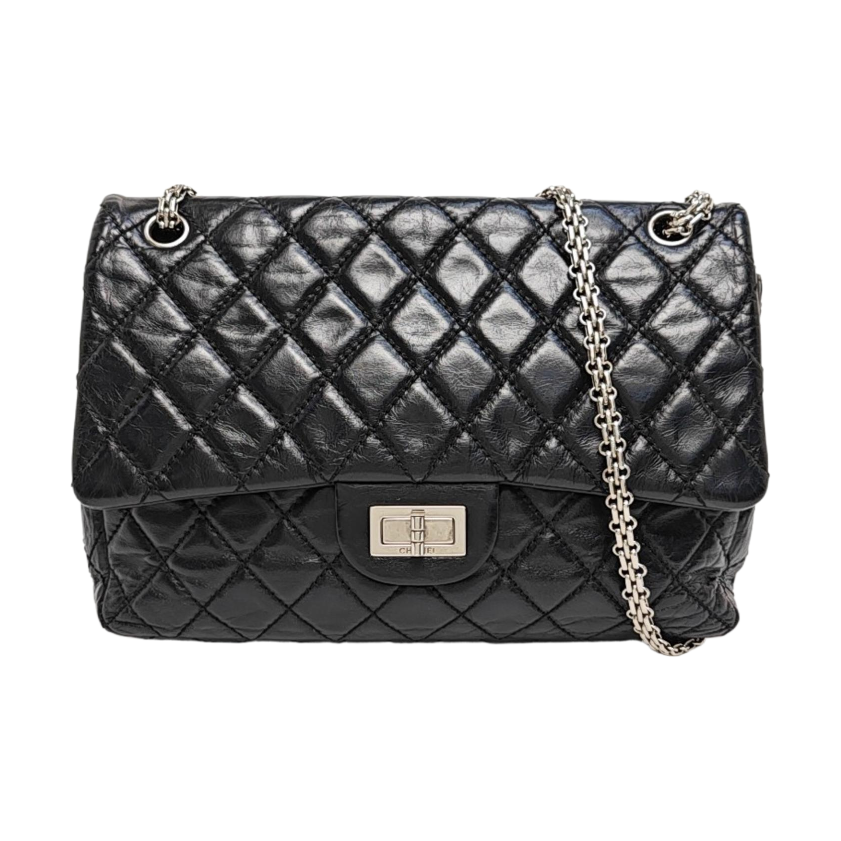2.55 Maxi Quilted Calfskin Black