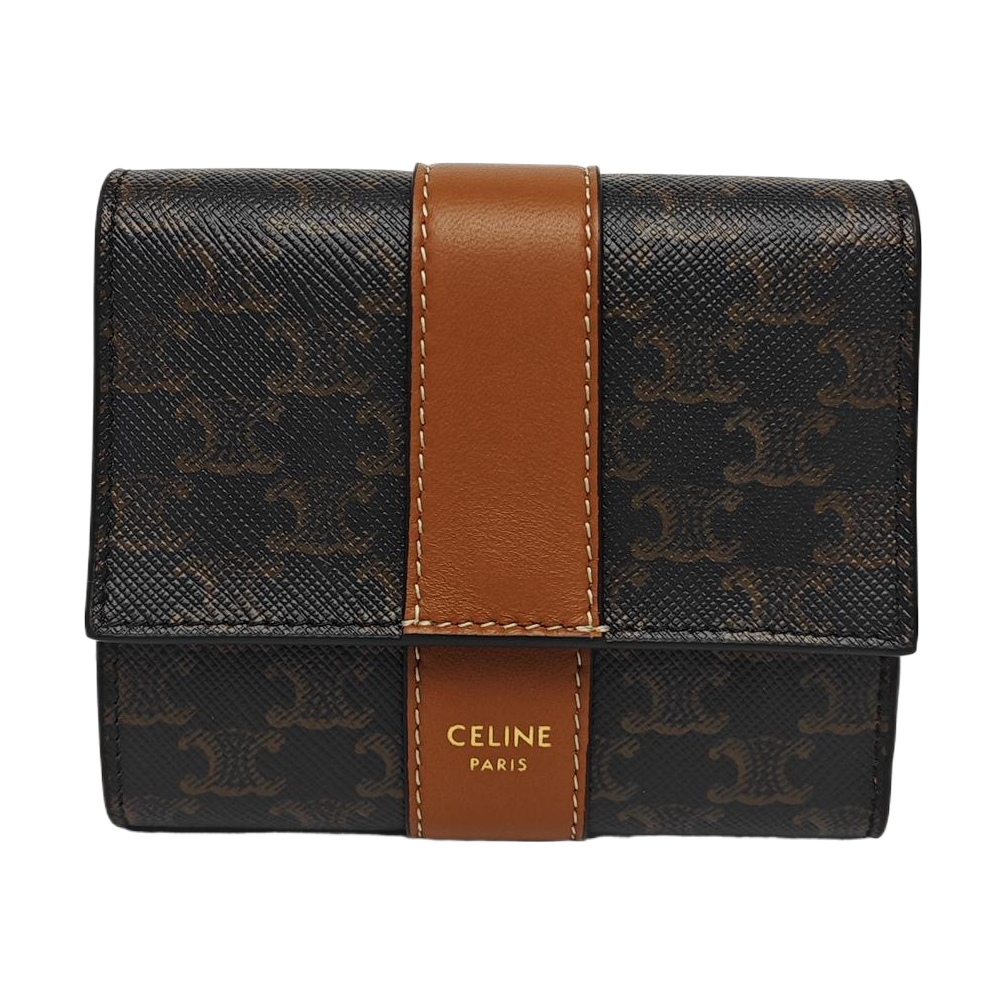 TRIOMPHE CANVAS Mini Coated Canvas Brown Wallet