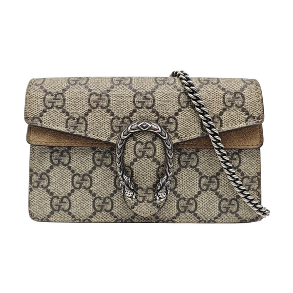 Dionysus Super Mini Monogram Coated Canvas Beige