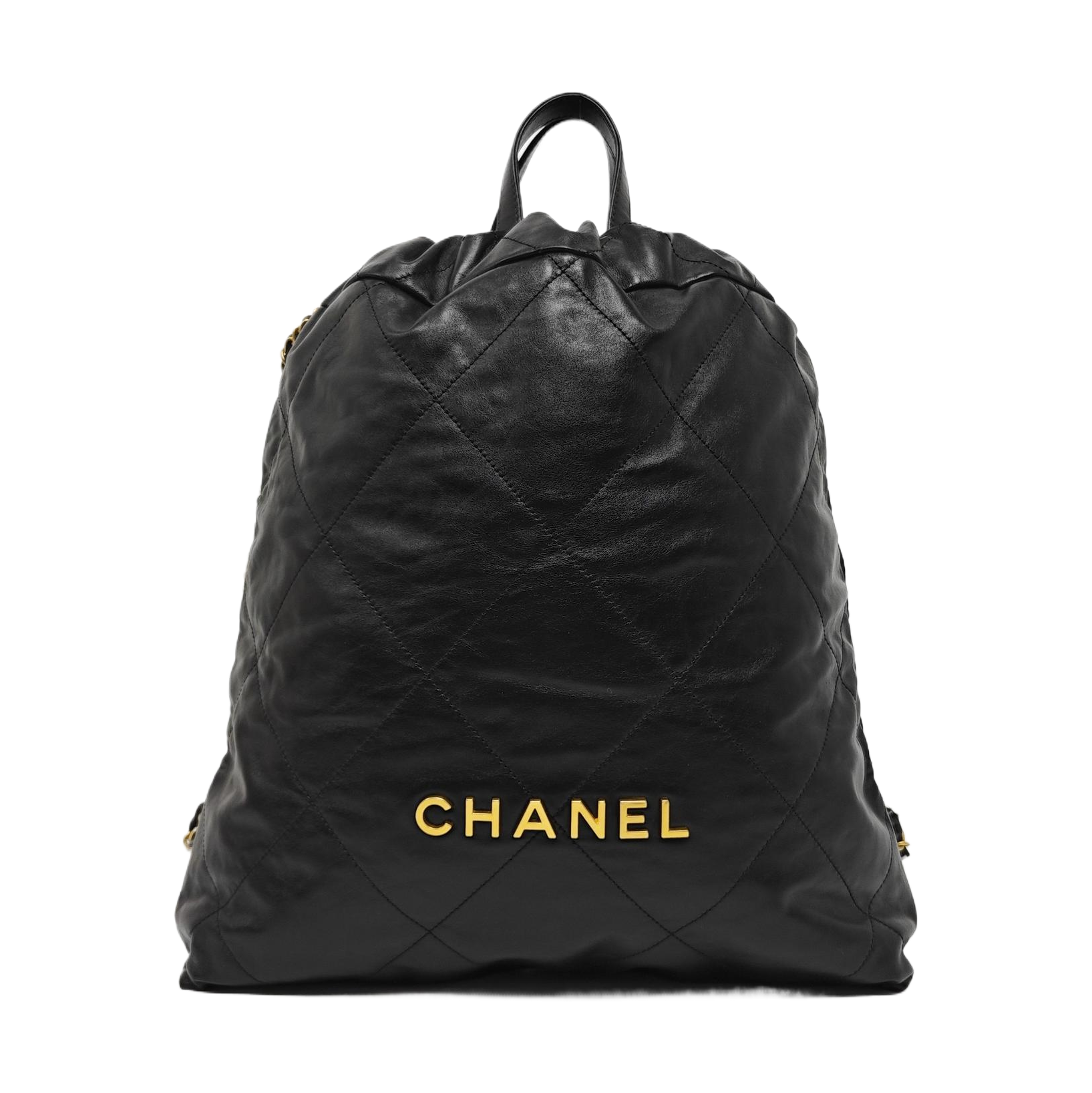 CHANEL 22 Piel de becerro acolchada grande negra
