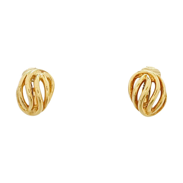 Twist Round Metal Gold Clip On Earrings