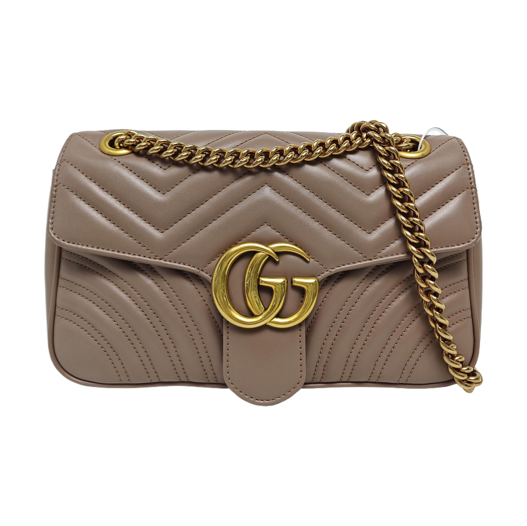 Authenticated pre-owned  GG Marmont Medium Quilted Calfskin Grey - Shoulder Bag at Looply