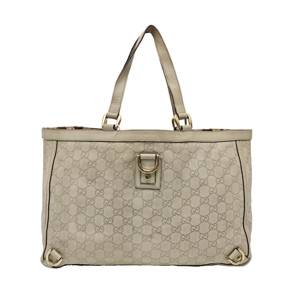 Monogram Calfskin Tote Bag Beige
