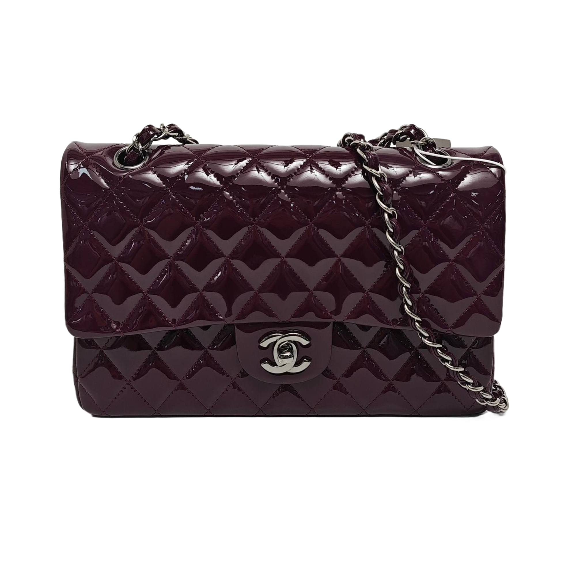 Authenticated pre-owned  CLASSIC FLAP Medium Patent Calfskin Purple - Shoulder Bag at Looply