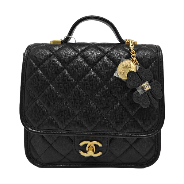 Quilted Grained Calfskin Black