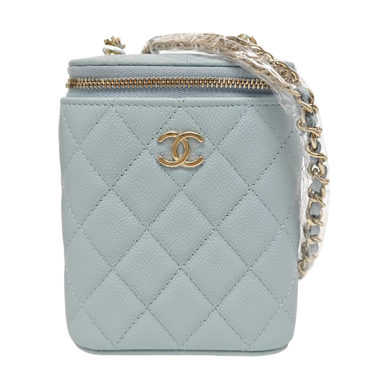 VANITY CASE Mini Quilted Grained Calfskin Blue