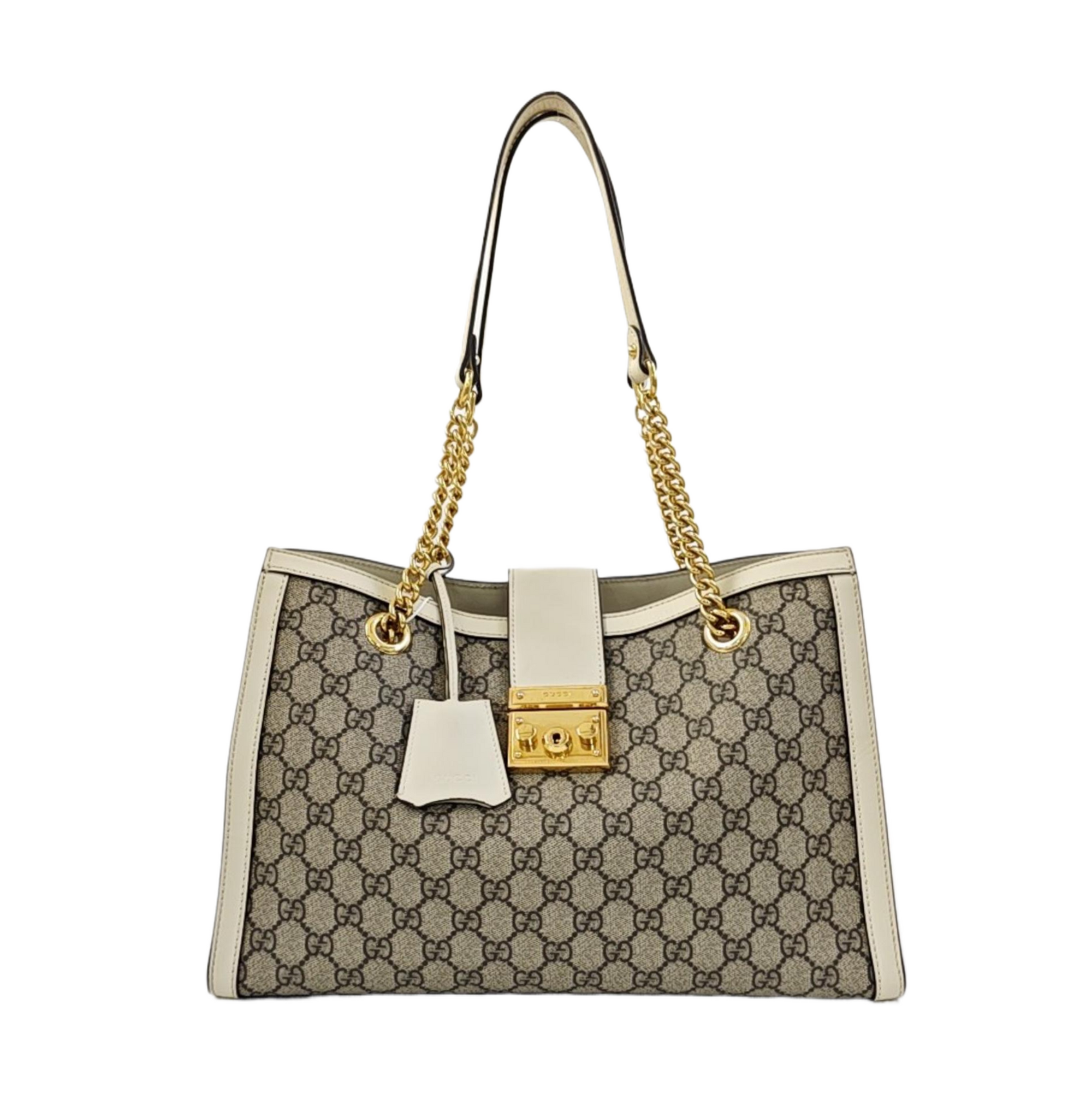 Padlock Medium Monogram Coated Canvas Beige