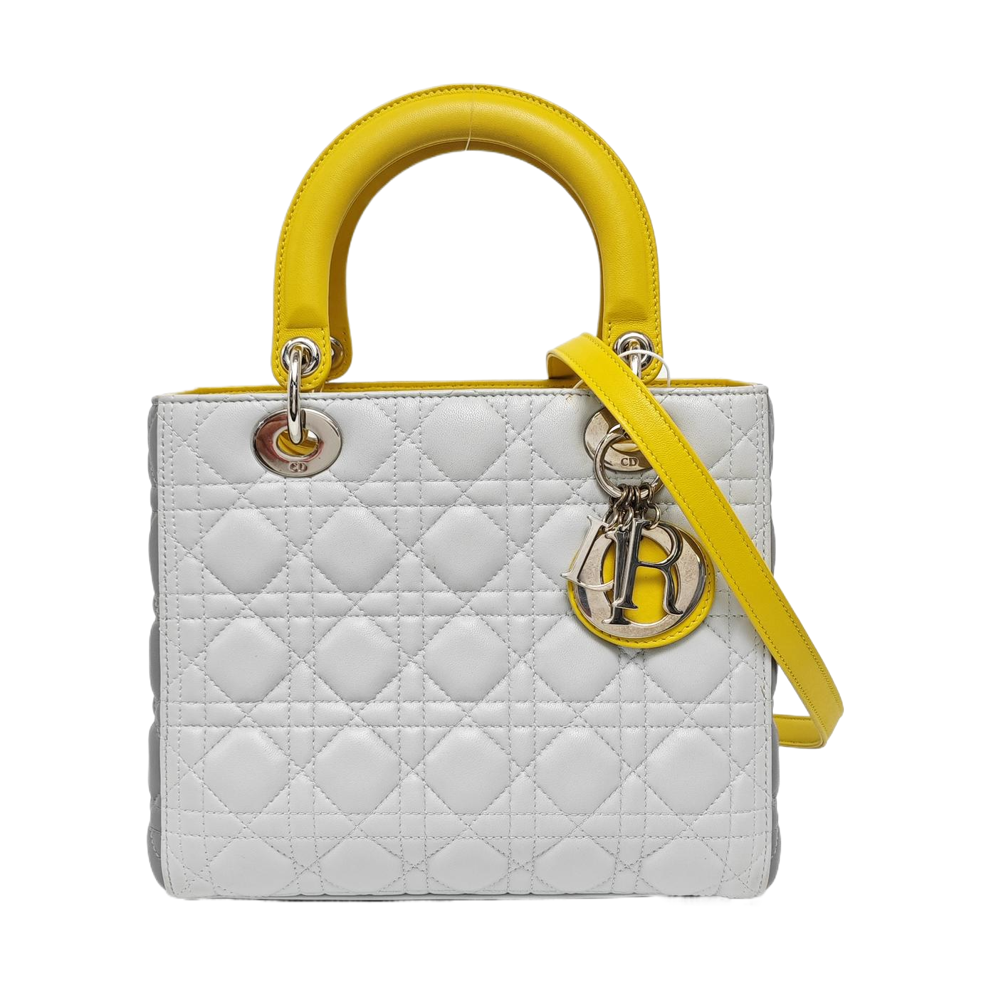 Authenticated pre-owned  Lady Dior Medium Quilted Lambskin Grey - Tote Bag at Looply