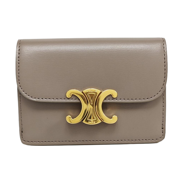 TRIOMPHE Mini Calfskin Gray Card Holder