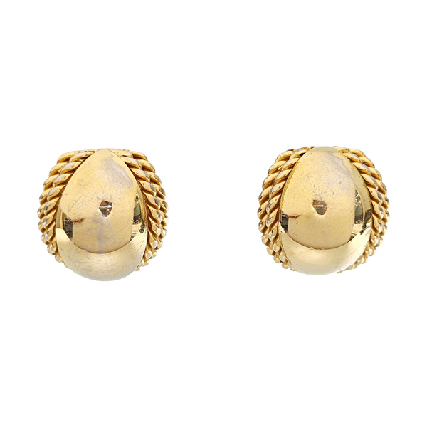 Twist Round Metal Gold Clip On Earrings