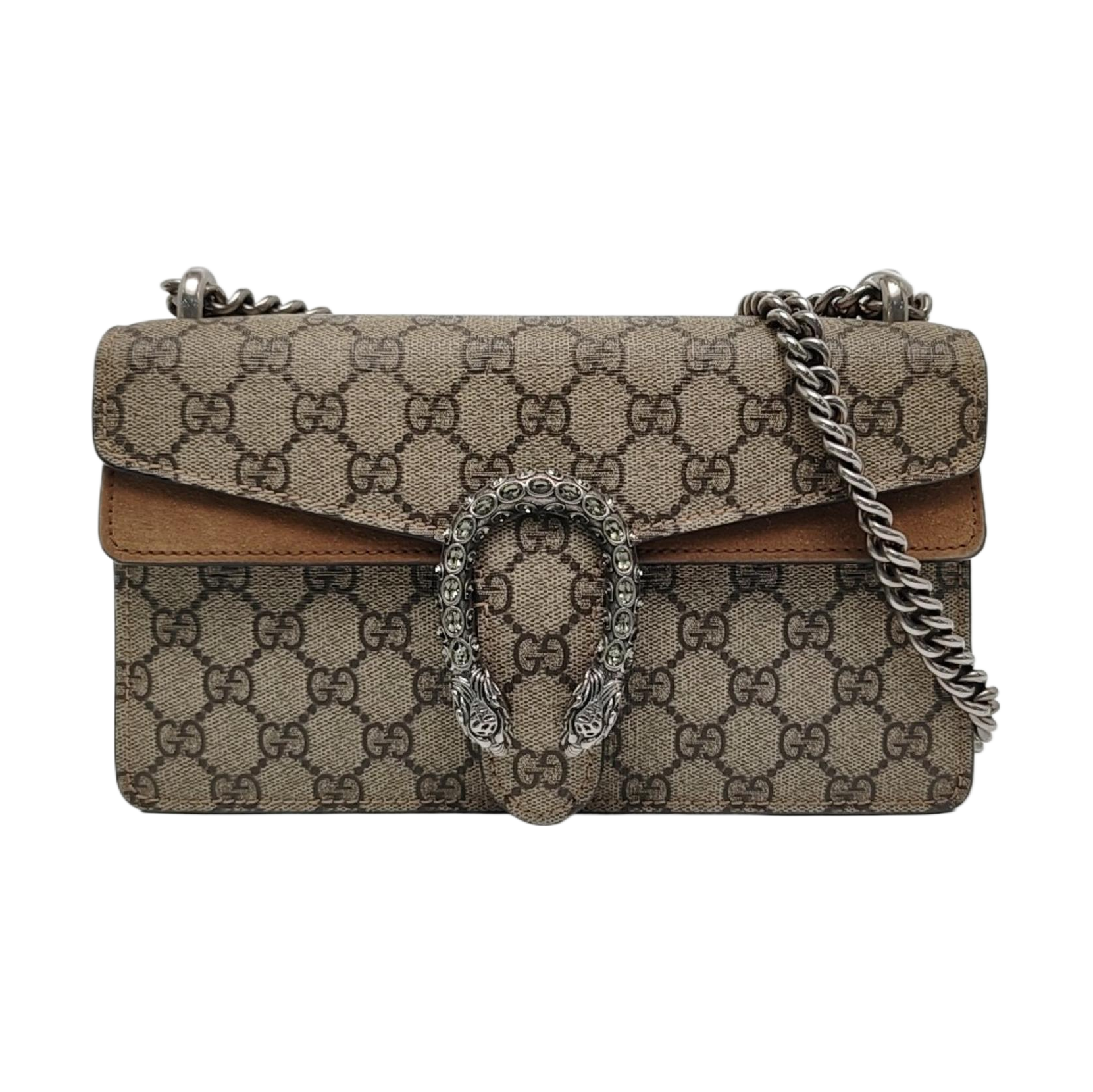 Dionysus Small Monogram Coated Canvas Beige