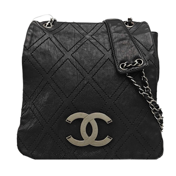 Quilted Calfskin Shoulder Bag Black