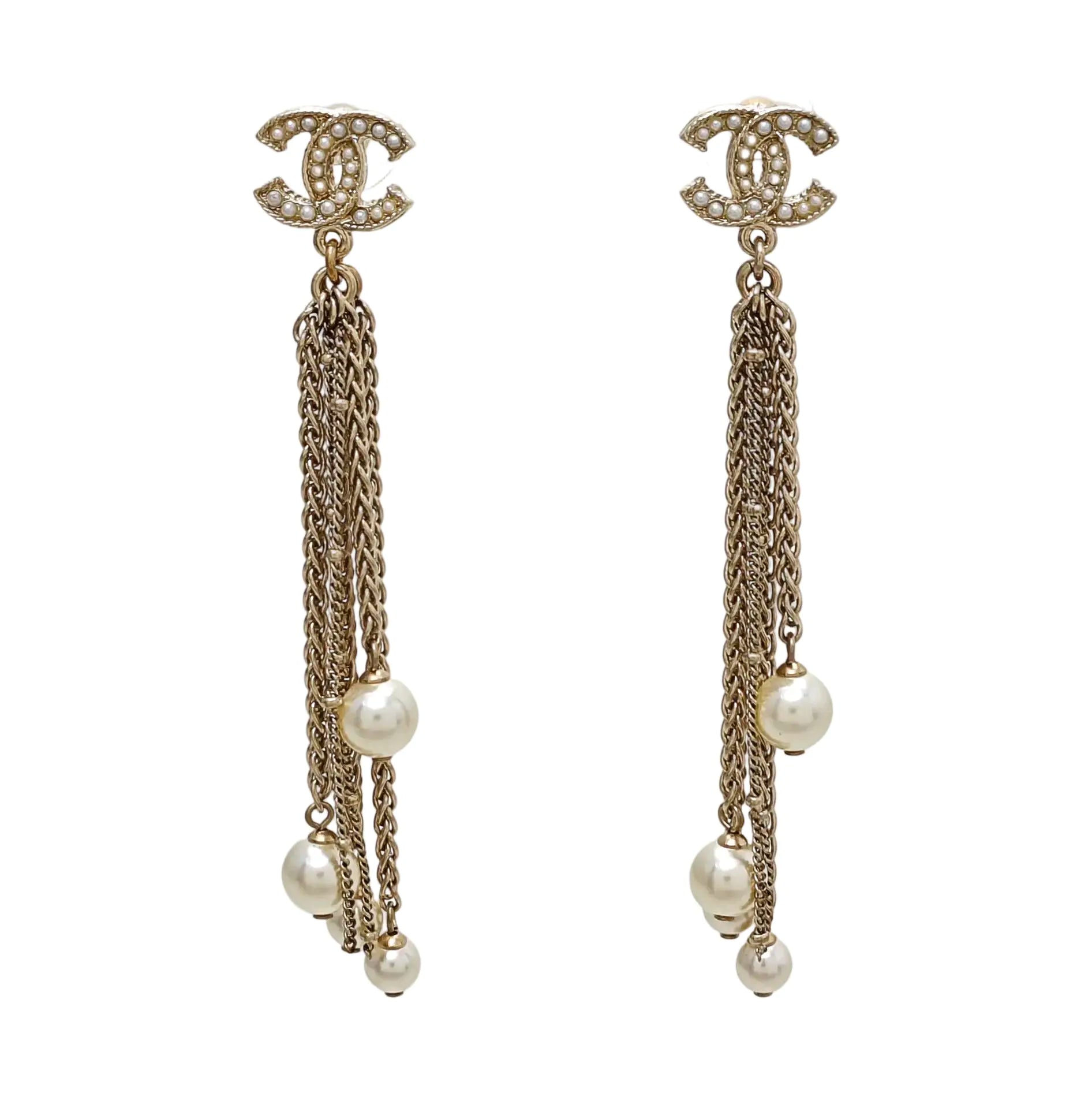 CC Logo Metal Gold Stud Earrings