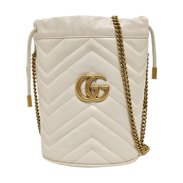 GG Marmont Mini Quilted Calfskin White
