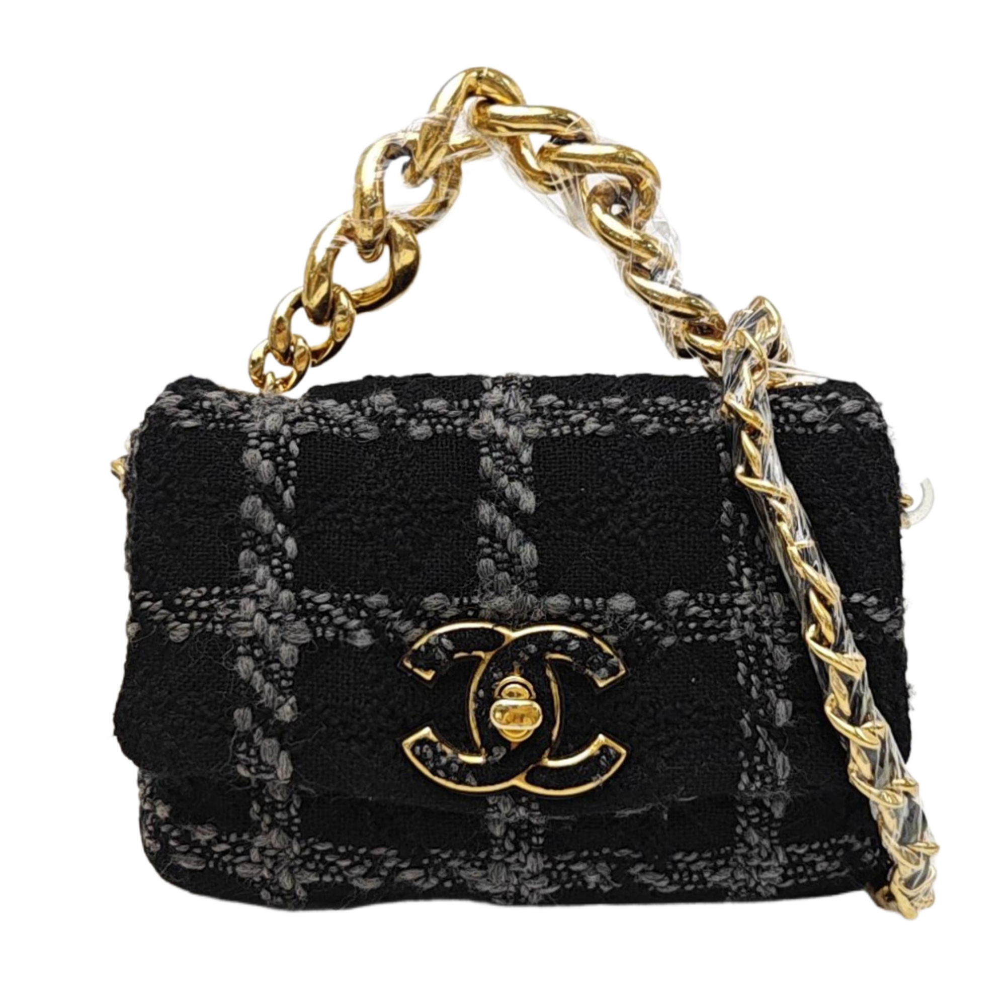 CHANEL 19 Small Quilted Wool Black