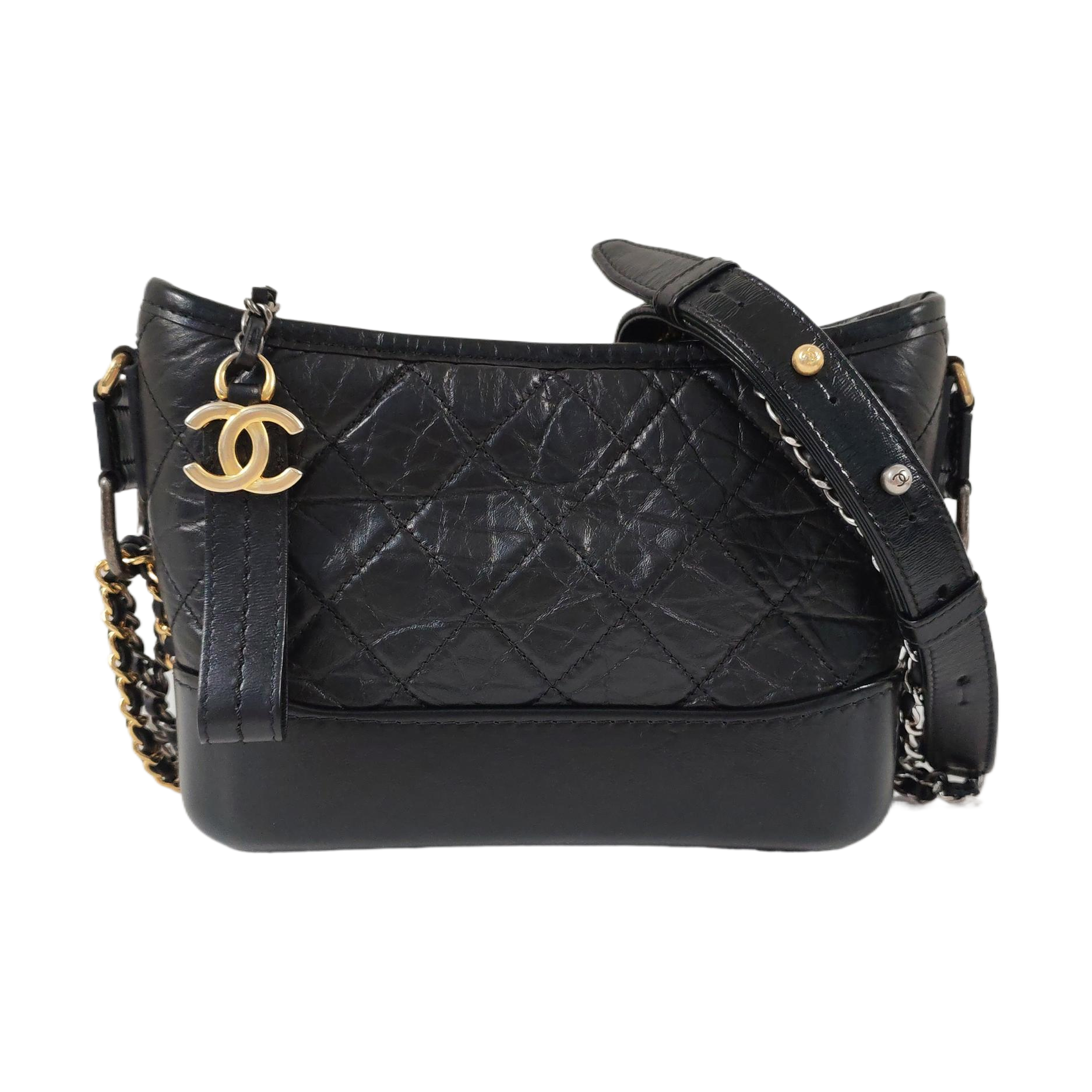 GABRIELLE Small Quilted Calfskin Black