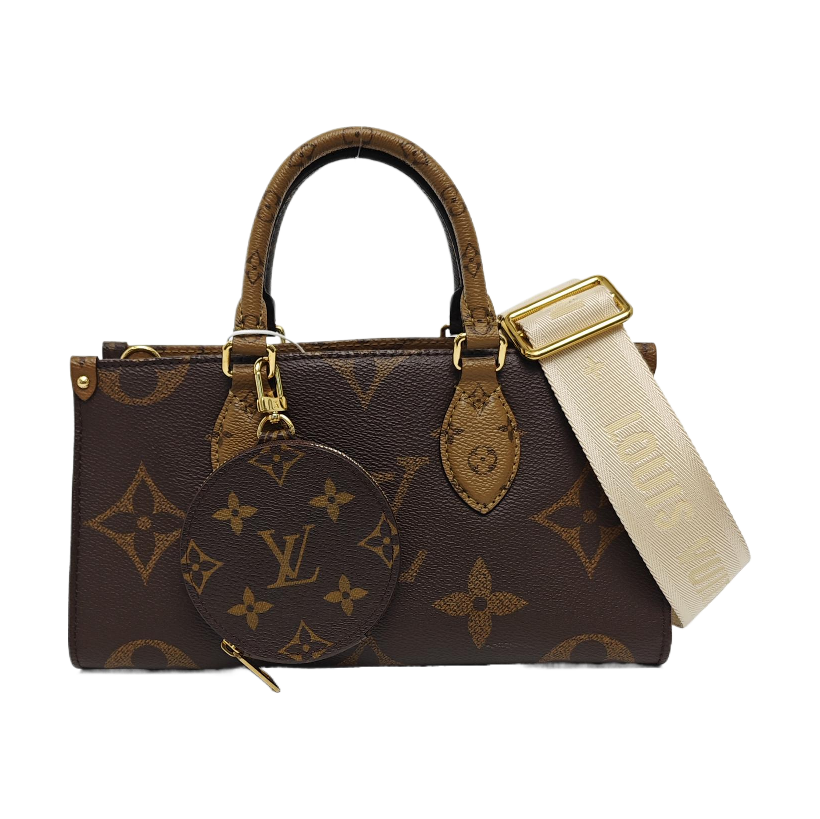 ONTHEGO EAST WEST PM Monogram Coated Canvas Brown